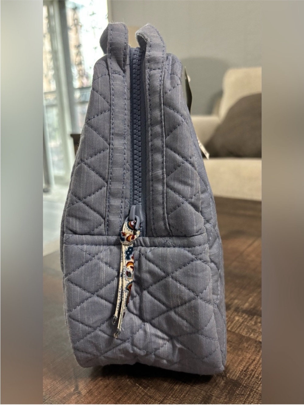 Vera Bradley Light Blue Quilted Lunch Tote with Paisley Stripe - Picture 8 of 10